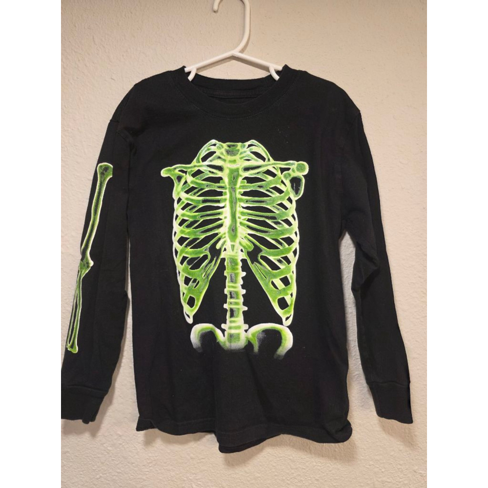 Kids Halloween Shirt - Skeleton Glow in the Dark Size 8